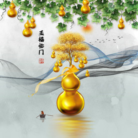 葫芦五福临门装饰画