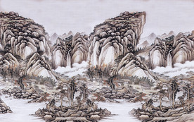 国画山水背景墙
