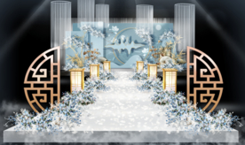 大气清新淡蓝色新中式婚礼仪式区