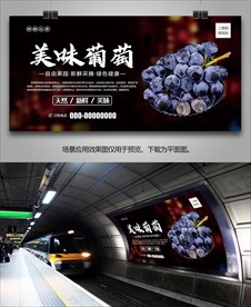 新鲜葡萄易拉宝海报单页展架展板