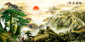 中国风旭日东升背景墙
