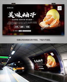 柚子海报展板灯箱单页易拉宝展架