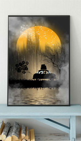 北欧风汽车旅行剪影玄关装饰画