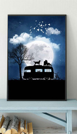 晶瓷月夜情侣风景玄关装饰画