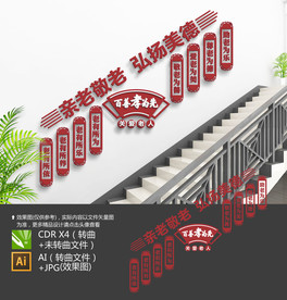 老年活动室楼梯文化墙