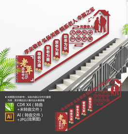 老年活动室楼梯文化墙