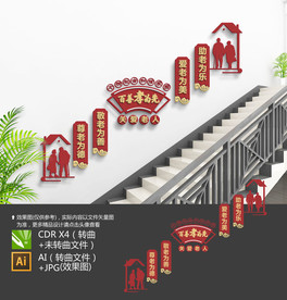 老年活动室楼梯文化墙