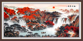 旭日东升山水画