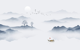 中式水墨山水画