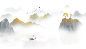 中式意境水墨画