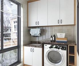 全屋定制简约板式阳台柜洗衣柜图