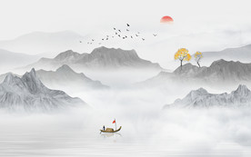 中式水墨山水画