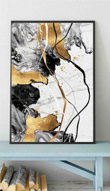 北欧风抽象金色水墨油画装饰画