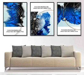 北欧风抽象蓝色水墨油画装饰画
