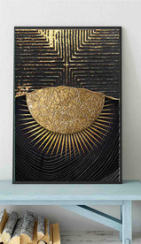 现代烁金抽象几何油画玄关装饰画