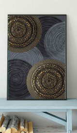 现代烁金抽象几何油画玄关装饰画