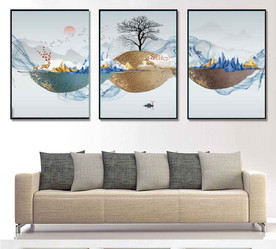 北欧风抽象麋鹿森林装饰无框画