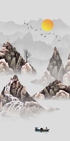 山水玄关装饰画