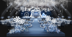 蓝色气球婚礼效果图