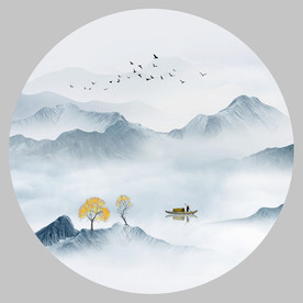 圆形山水装饰画