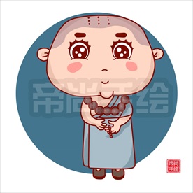 卡通小和尚矢量插图