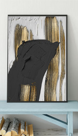 北欧风抽象金色油漆油画装饰画