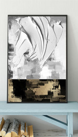 现代抽象金色油画玄关装饰画