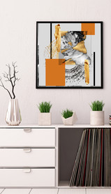 北欧抽象金色几何油画玄关装饰