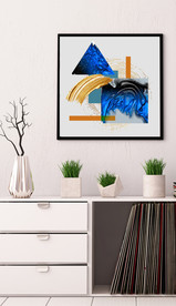 北欧抽象金色几何油画玄关装饰