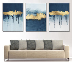 北欧风抽象金色水墨玄关装饰画