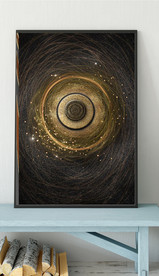 现代烁金抽象几何油画玄关装饰画