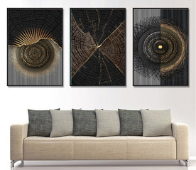 现代烁金水墨金色年轮木纹装饰画