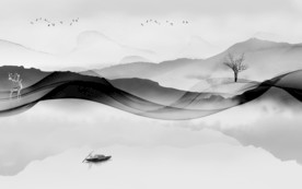 现代唯美中式山水 TIF分层