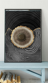 现代烁金水墨金色年轮木纹装饰画