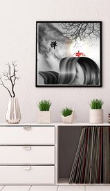 新中式抽象水墨禅僧山水装饰画