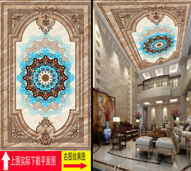 欧式花纹浮雕天顶壁画