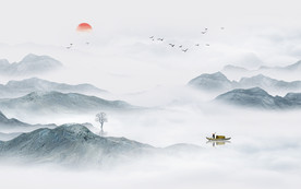 意境水墨山水画