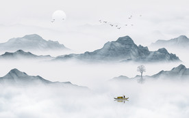 抽象水墨山水画