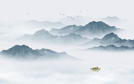 抽象水墨山水画