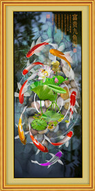 原创玄关高清鲤鱼荷花装饰画