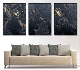 现代抽象金色烁金几何油画装饰画