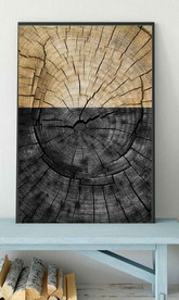 现代烁金水墨金色年轮木纹装饰画