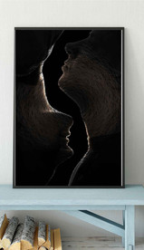 现代北欧爱情男女黑白玄关装饰画