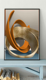 北欧爱马仕抽象几何空间装饰画