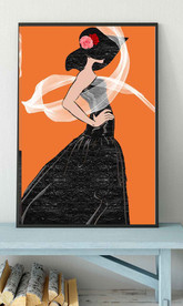 现代爱马仕晚礼服美女玄关装饰画