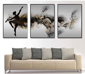 现代轻奢金色水墨舞蹈美女装饰画