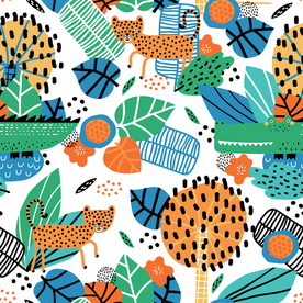 卡通 豹子 叶子 点子 鳄鱼