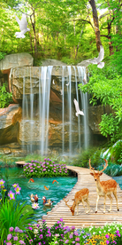 生财有道瀑布山水风景玄关