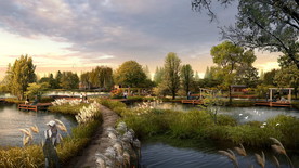 湿地木栈道景观设计效果图