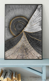 现代烁金水墨金色年轮木纹装饰画